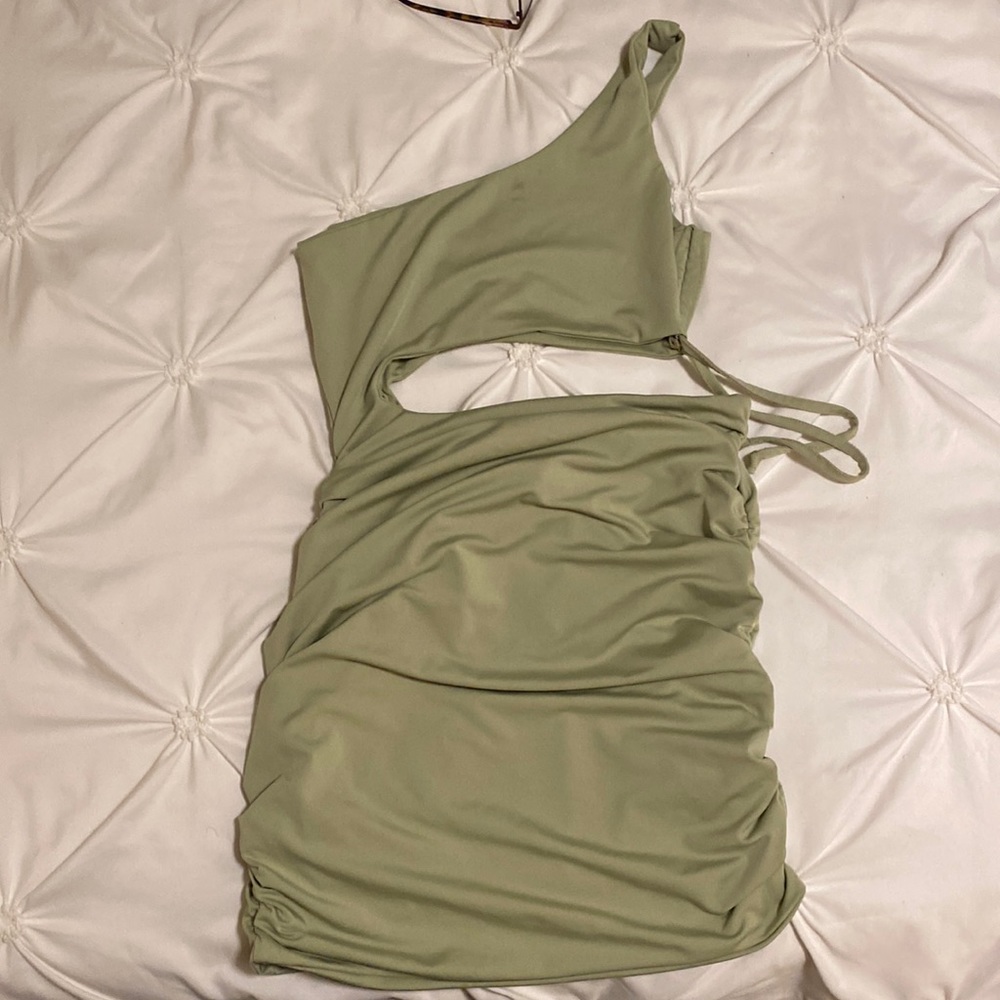 Shien green cut out body con dress